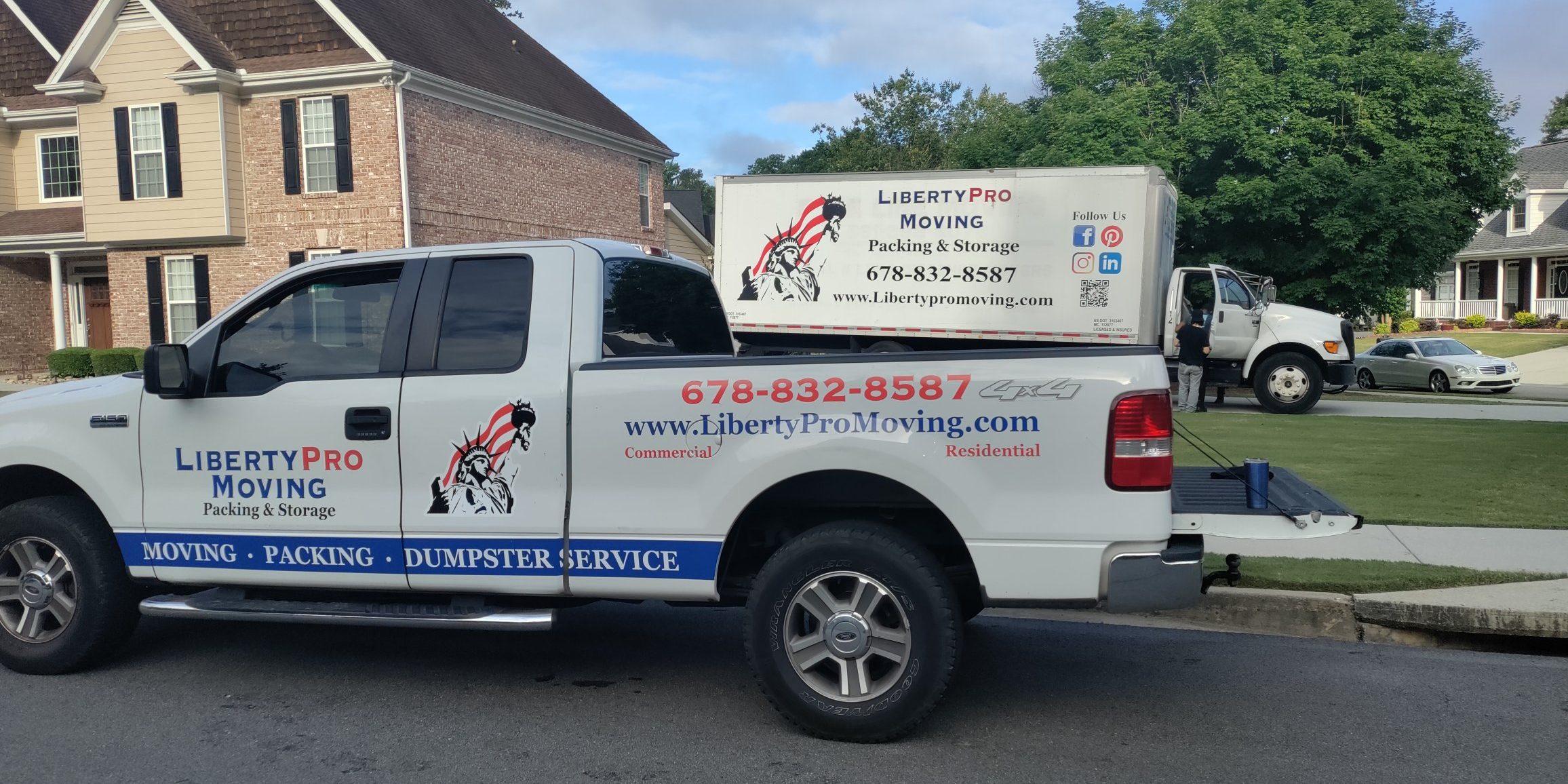 Moving truck parked in Snellville neighborhood