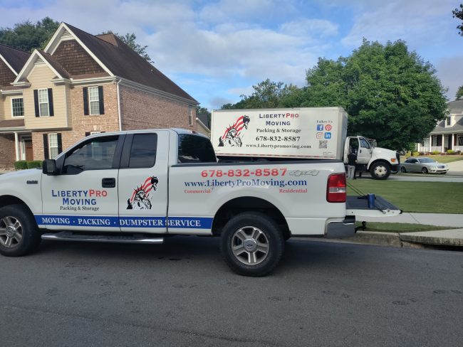 Moving truck parked in Snellville neighborhood